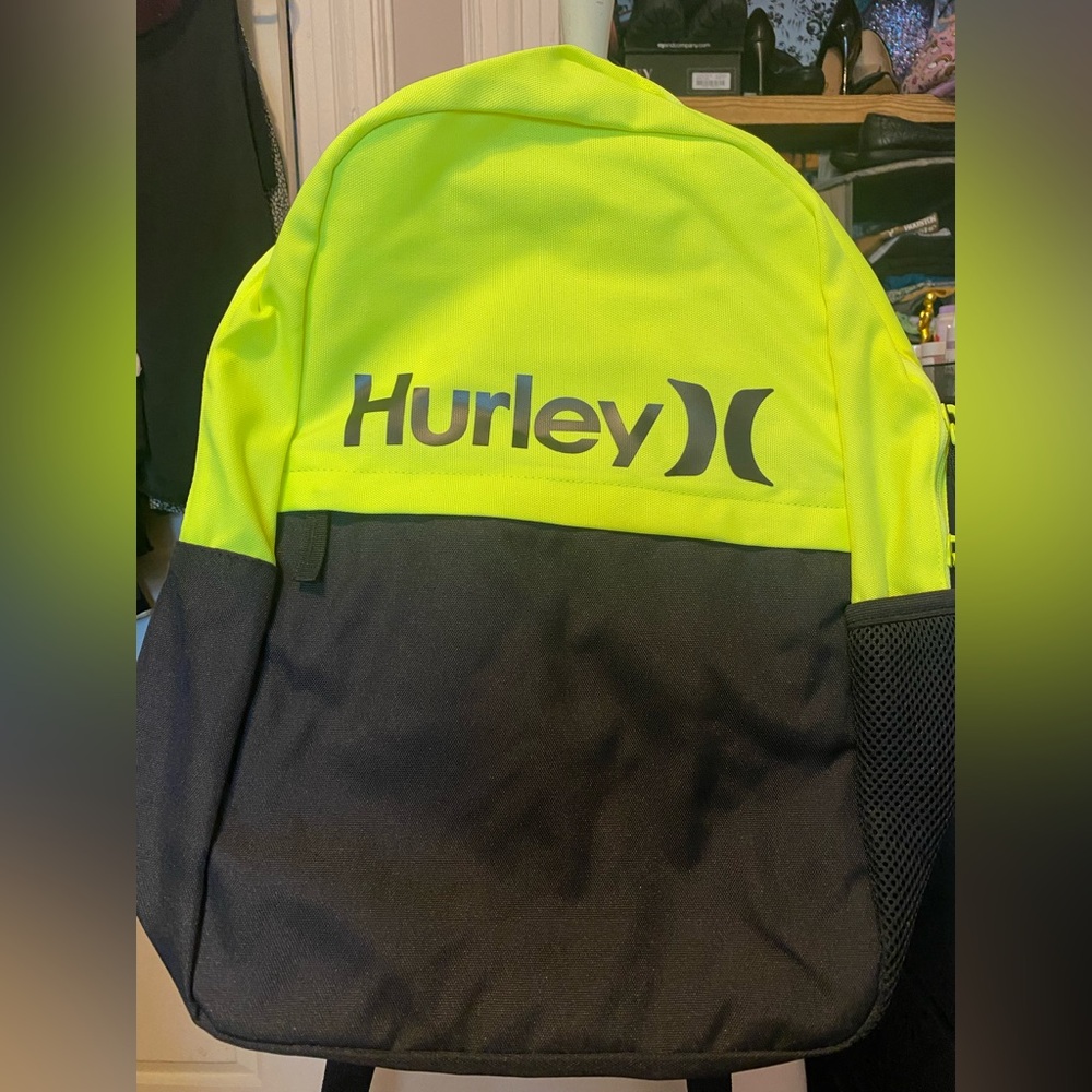 NWT, Hurley VOLT Neon Green Black and Neon Backpack FITS 15 inch Laptop